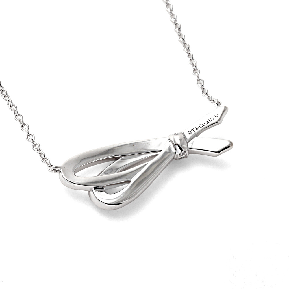 Tiffany & Co. Bow Necklace 18K White Gold Diamond