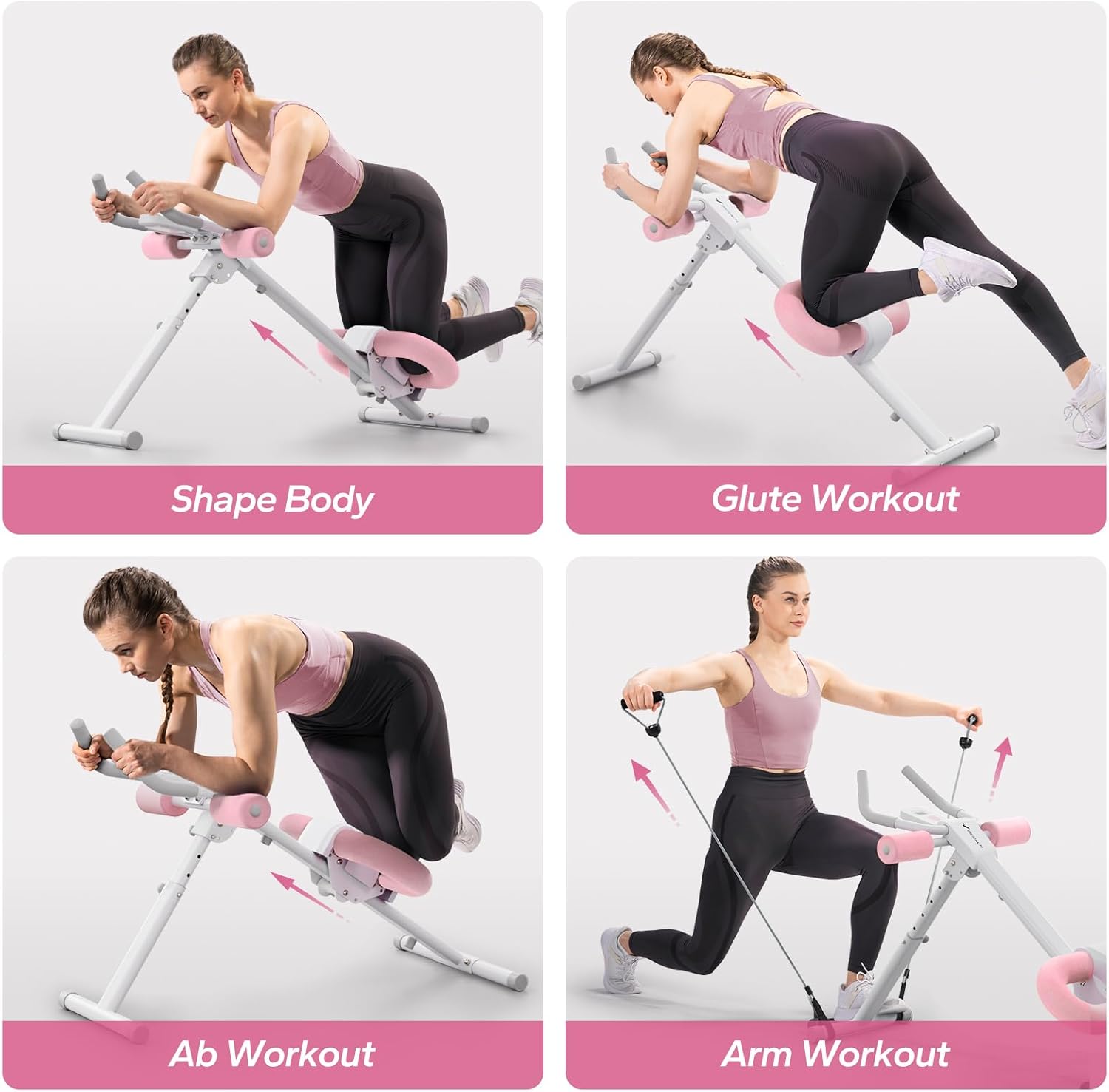 Ab Workout Equipment, Adjustable Ab Trainer Machine for Abs Workout at Home Gym, Foldable, Knee Protection, Abdominal Trainer for Stomach Workout