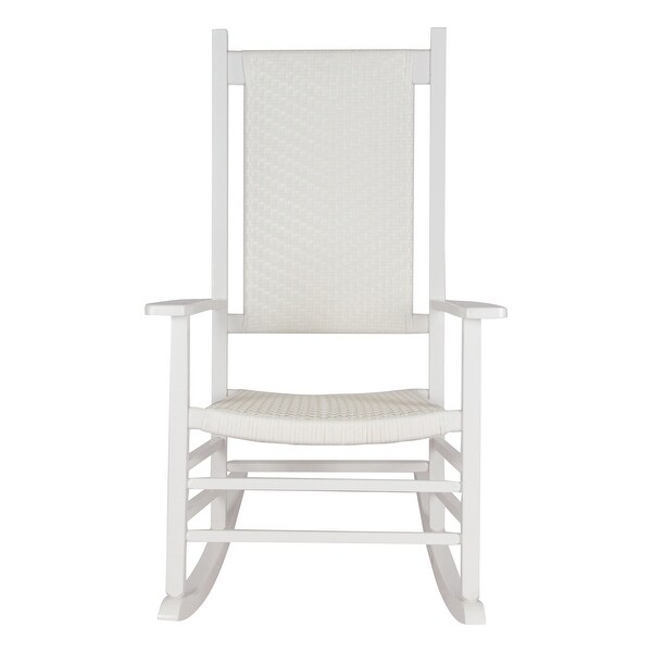 Hampton Genuine Hardwood Rocking Chair with WeatherResistant Woven Wicker Back (Set of 2)