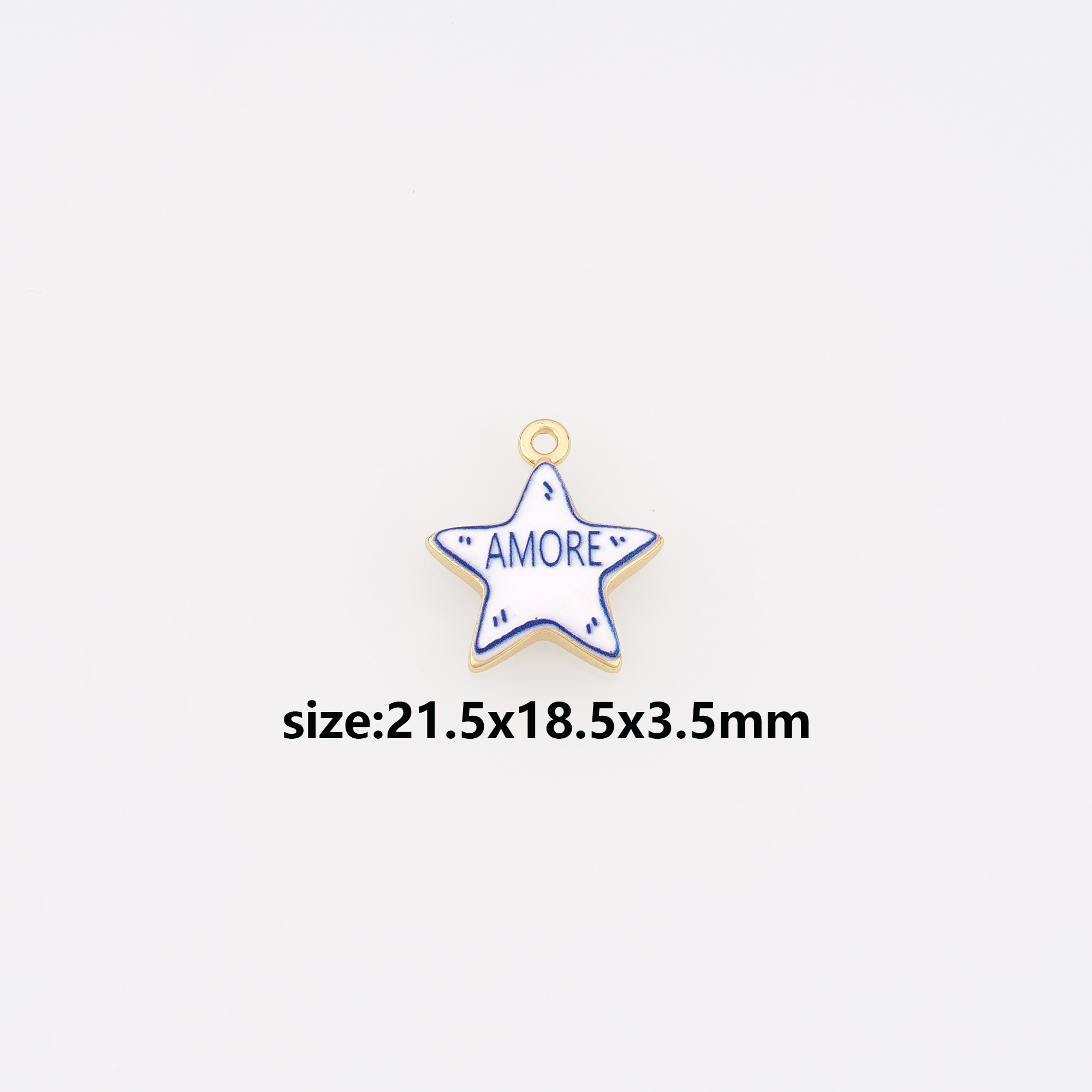 18K Gold Filled Star Pendant,Enamel Celestial Charm Earrings Necklace for DIY Jewelry Making Supply