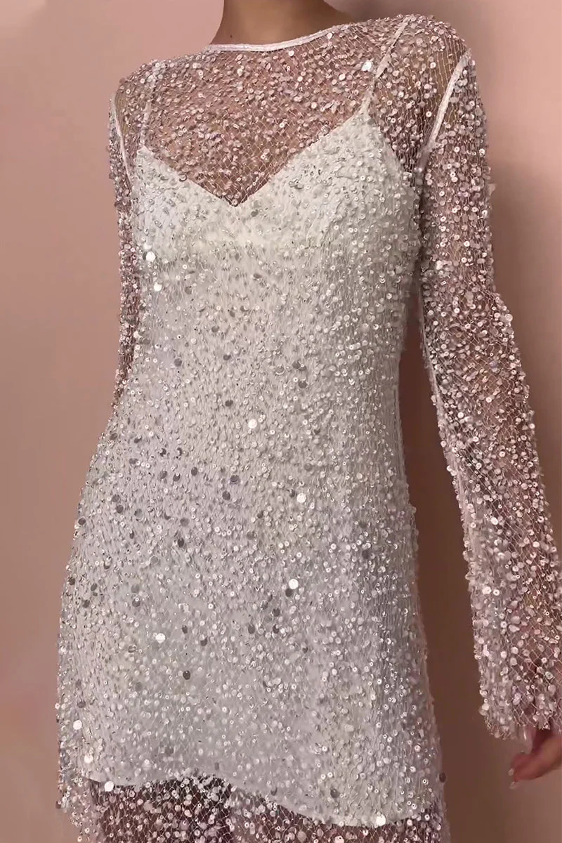 Solid Mesh Long Sleeve Two-Piece SetClistos