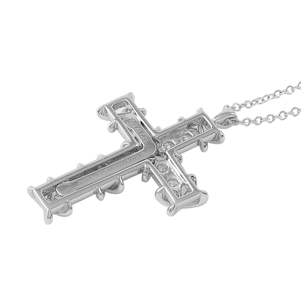 Tiffany & Co. Jean Schlumberger Rin Cross Diamond Necklace Platinum