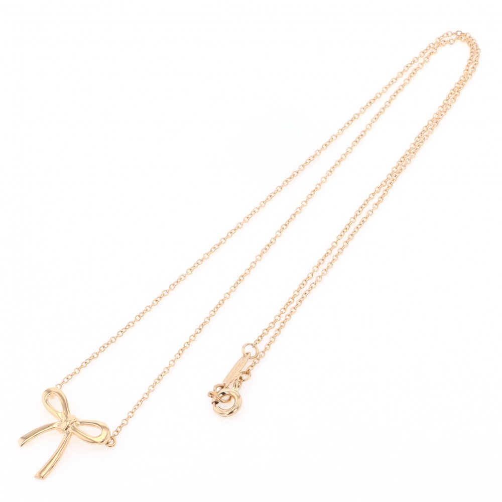 Tiffany & Co. Tiffany Bow Ribbon Necklace K18PG Pink Gold