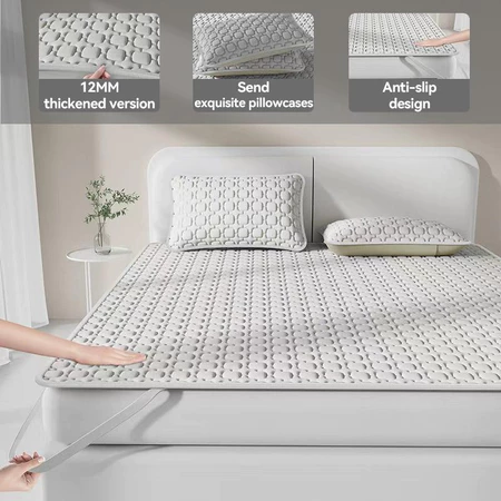 3IN1 Cooling Mat Summer Bedding Set Fitted Bedsheet Set With Pillowcase Latex Cooling Mat