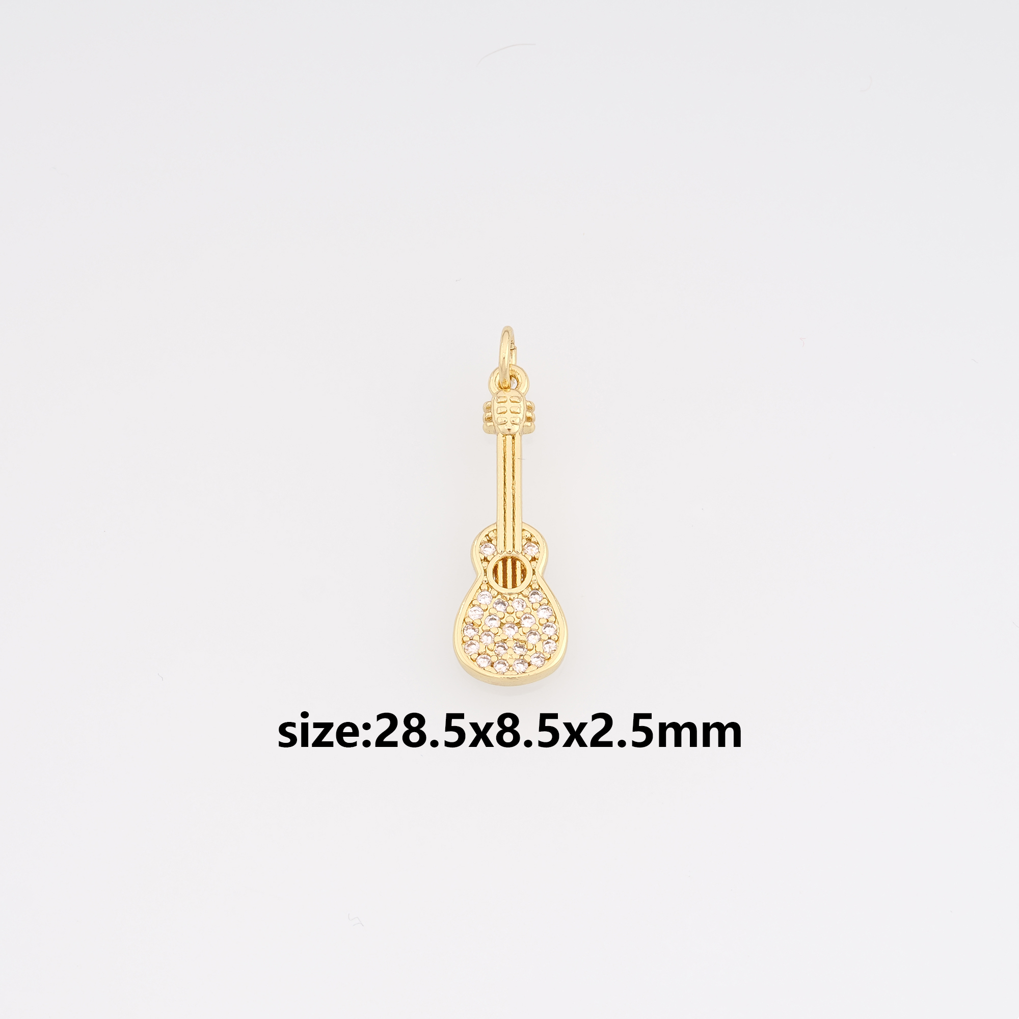 18K Gold Filled Violin Pendant,Guitar Pendant,CZ Musical Instrument Charm Earrings Necklace for DIY Jewelry Making Supply