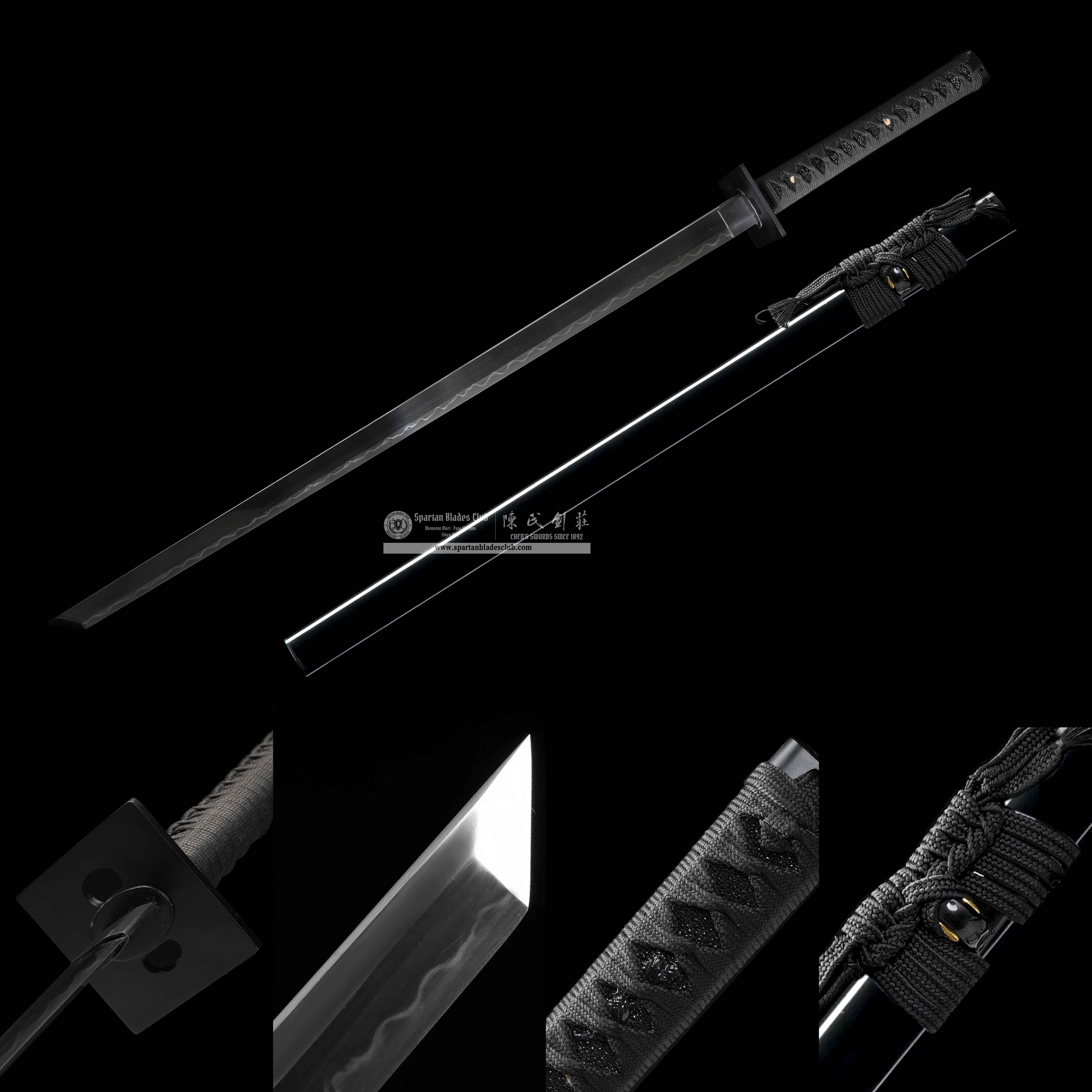 HY144｜AnBo Blade｜Ninjato｜T10 Steel｜Clay-tempered｜Real Hamon｜Black｜Battle-Ready｜Full-tang｜Spartan Blades Club｜CHEN'S SWORDS 1892 - Spartan Blades Club - 陳氏劍莊1892