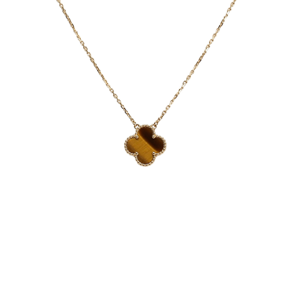Van Cleef & Arpels Vintage Alhambra Necklace 18K Yellow Gold Tiger Eye VCARD38600