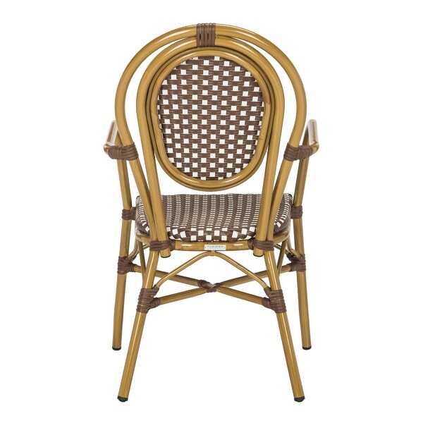 SAFAVIEH Rosen Bistro Stacking Brown/White Arm Chair (Set of 2)
