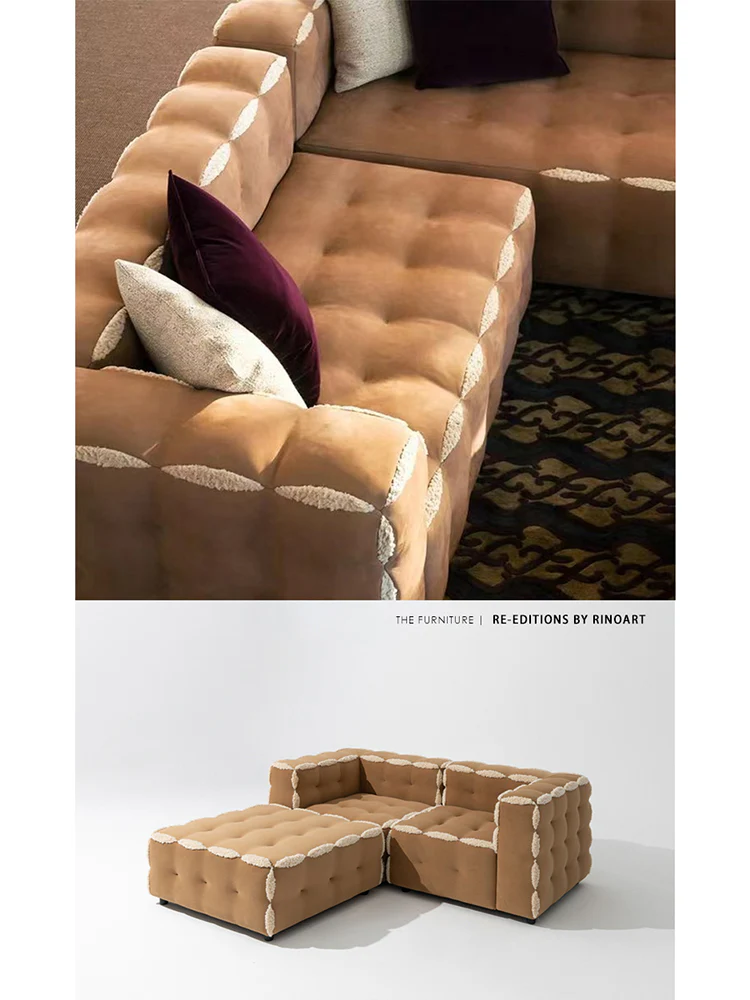 CH111 (Set B） - FEND* CASA Sheepskin Module Sofa: Brown, Multi-functional, Bed End Bench