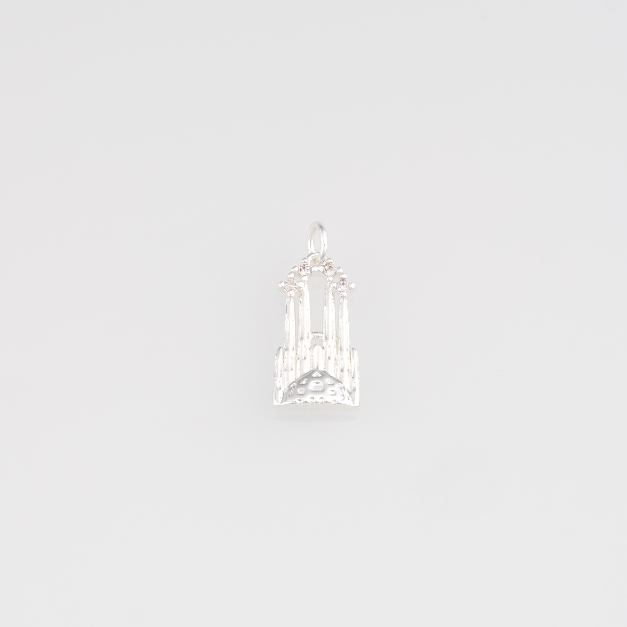 18K Gold Filled Castle Pendant,CZ Micro Pave Castle Charm Earrings Necklace for DIY Jewelry Making Supply