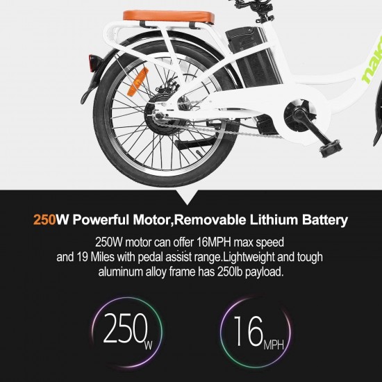 20″ ebike with Removable 36V 10AH Lithium Battery,Electric Bike for Adults with 250W Motor,Electric Bike