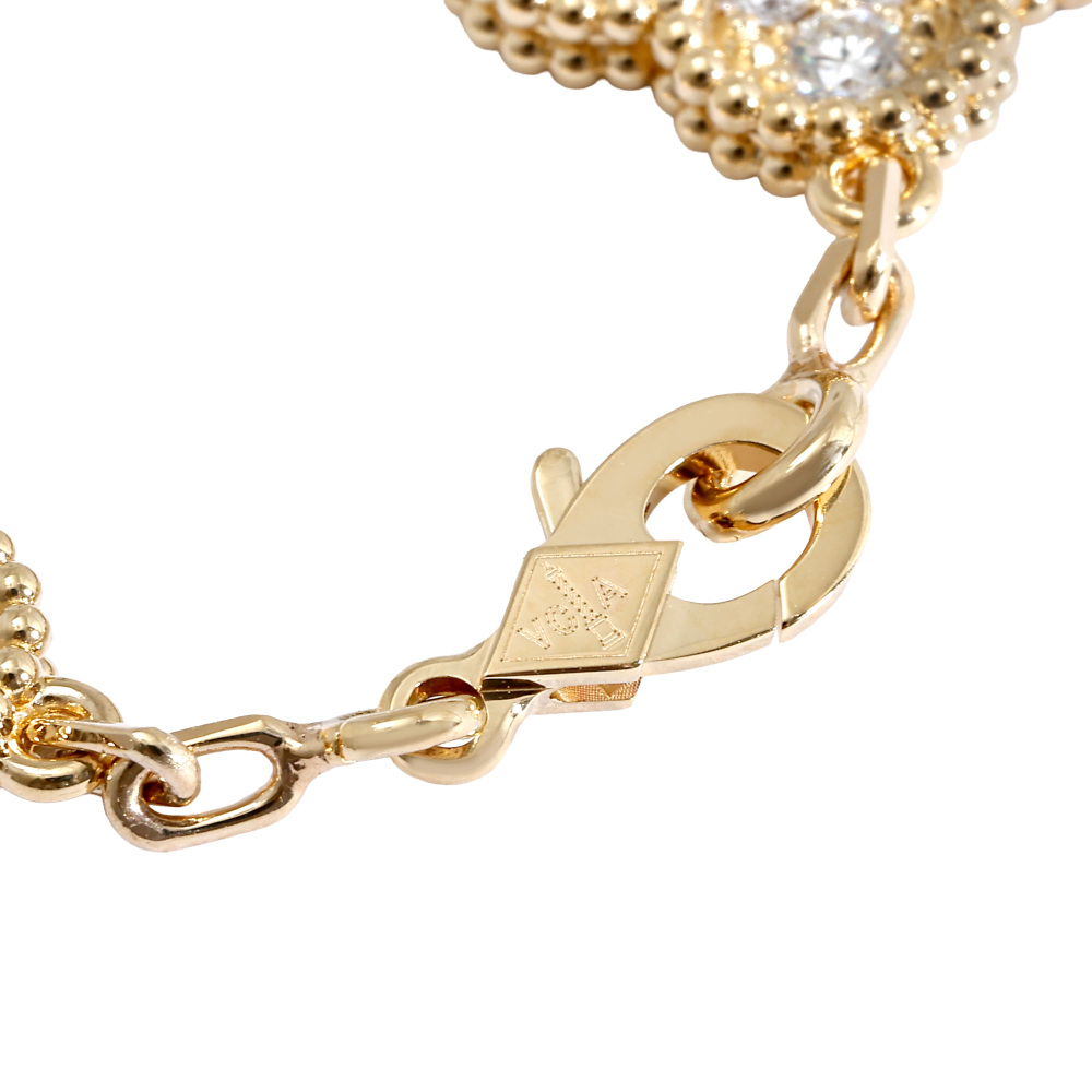 Van Cleef & Arpels Vintage Alhambra 5 Motifs Bracelet 18K Yellow Gold Diamond VCARA41400