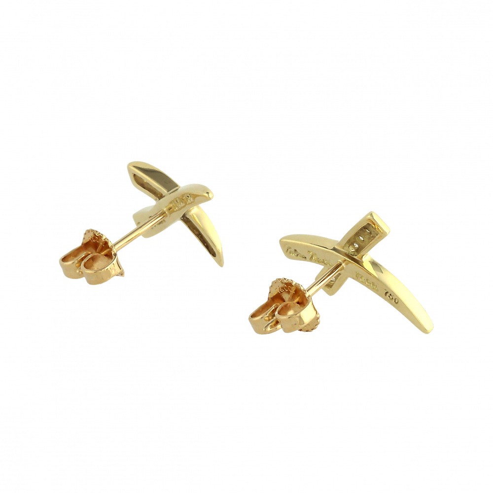 Tiffany & Co. Paloma Picasso Kiss Earrings 18K Yellow Gold Diamond