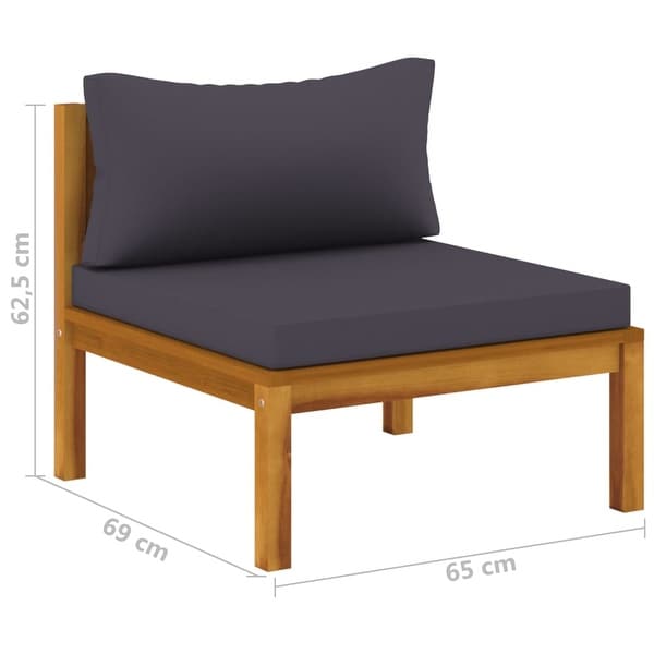 vidaXL Sectional Middle Sofa with Dark Gray Cushions Solid Acacia Wood