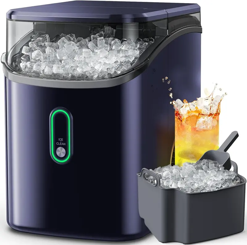 Silonn Countertop Nugget Ice Maker — 33 lbs/Day Soft Chewable Pebble Ice Machine with Auto-Cleaning & Scoop (Black)