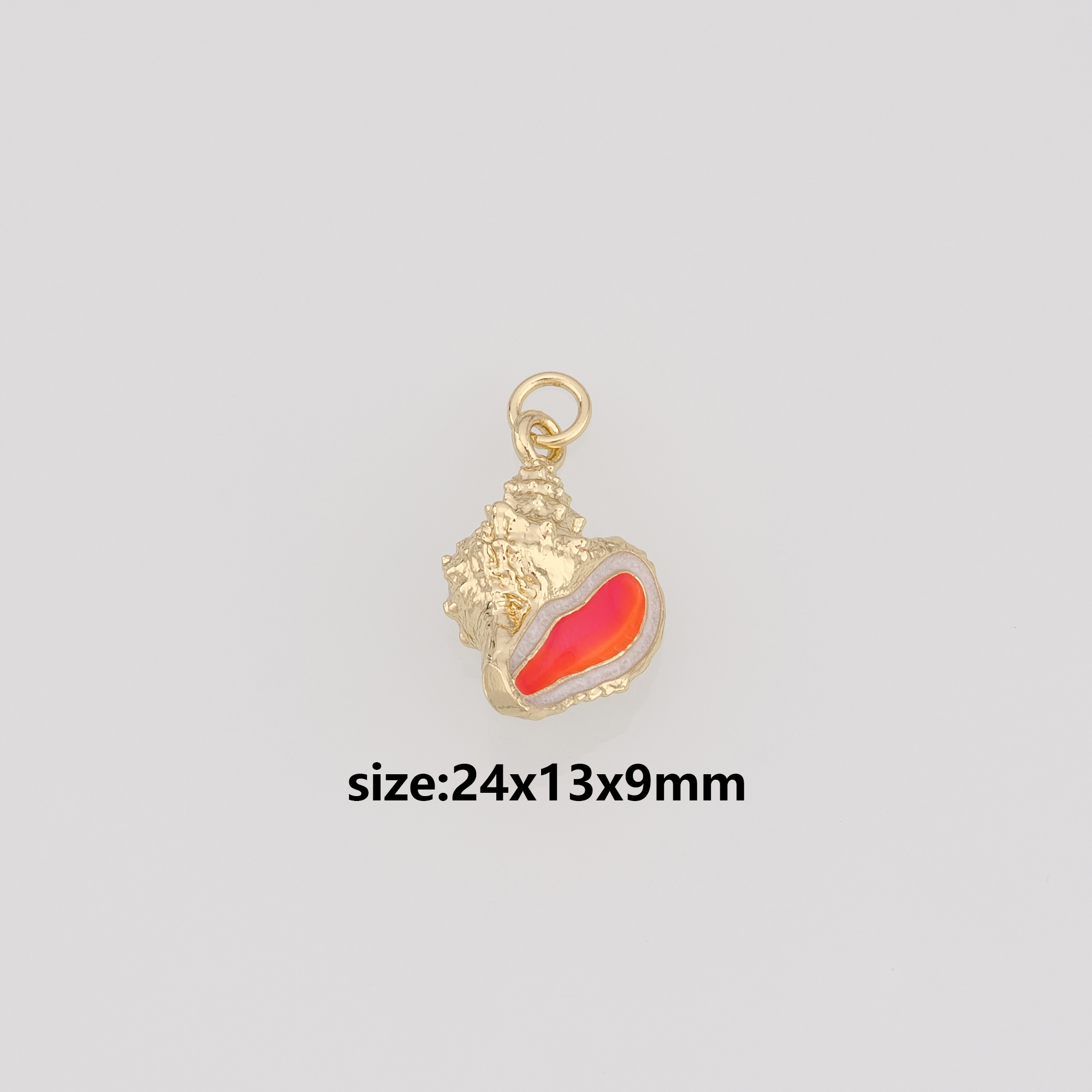 18K Gold Filled Conch Shell Pendant,Enamel Ocean Shell Charm Earrings Necklace for DIY Jewelry Making Supply