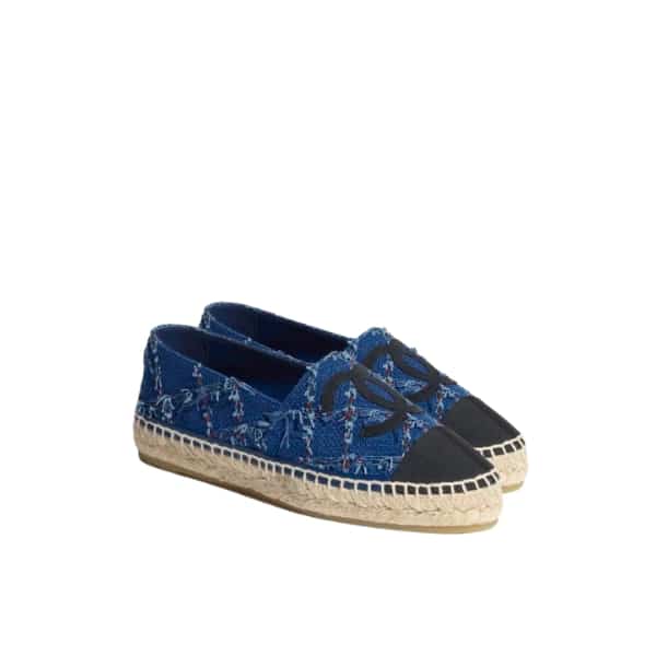 Chanel Espadrilles Cotton Tweed And Grosgrain Blue G29762 Y56424 K5509