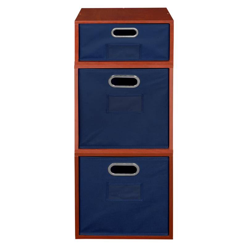 Niche Cubo Storage Set- 2 Full Cubes/1 Half Cube with Foldable Storage Bins- Cherry/Blue