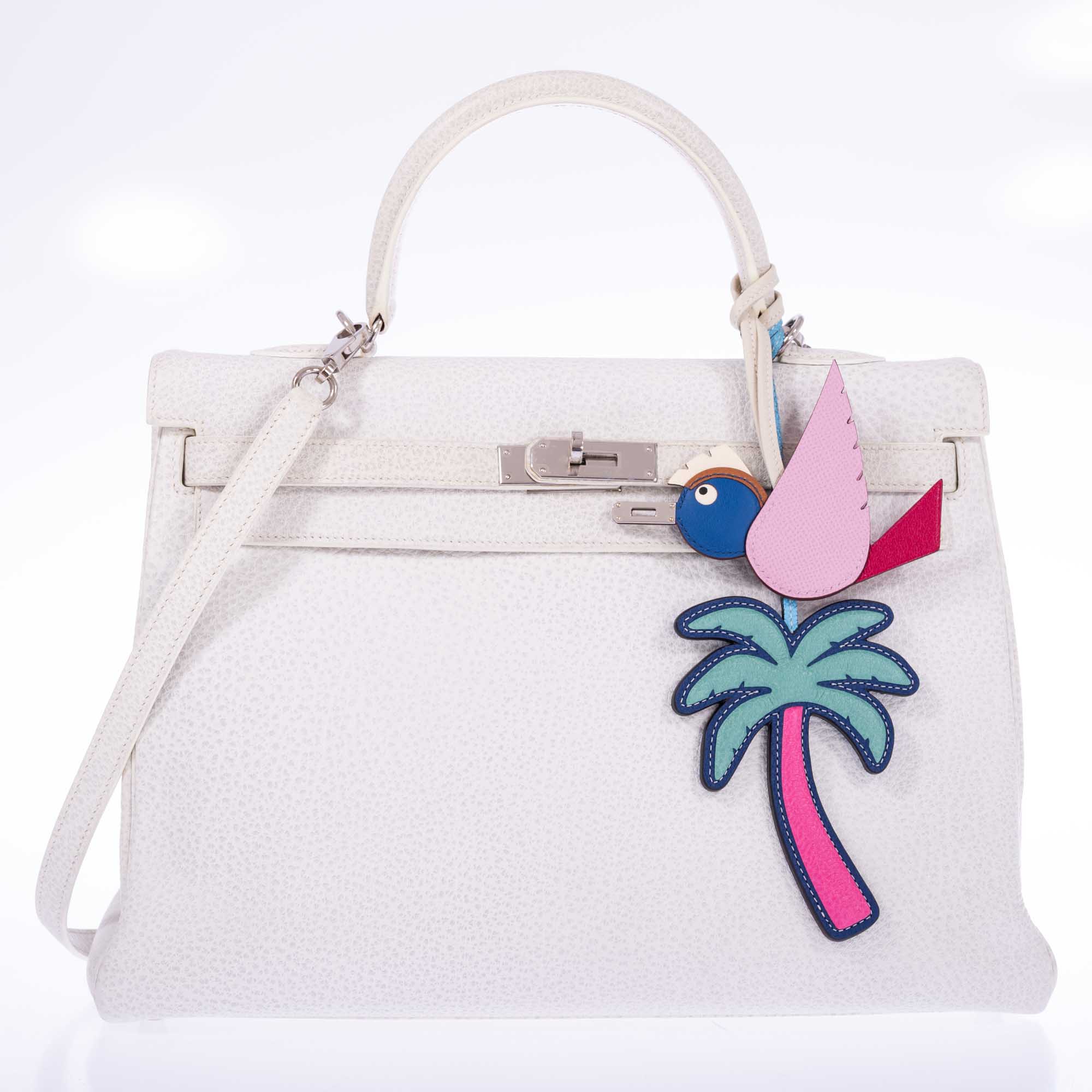 Hermès Kelly 35 Retourné Dalmatian White Buffalo Skipper Palladium Hardware