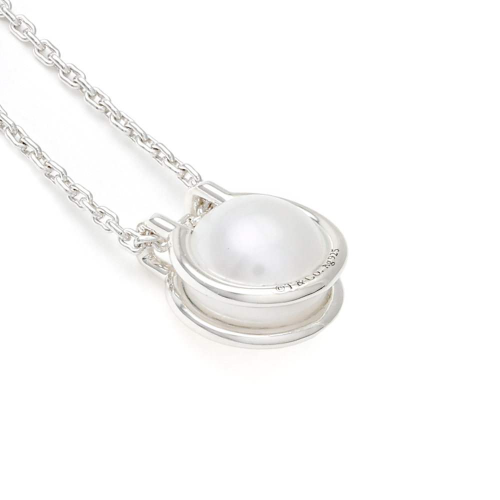 Tiffany & Co. Hardware Fresh Water Pearl Link Pendant Sterling Silver Necklace 64048317