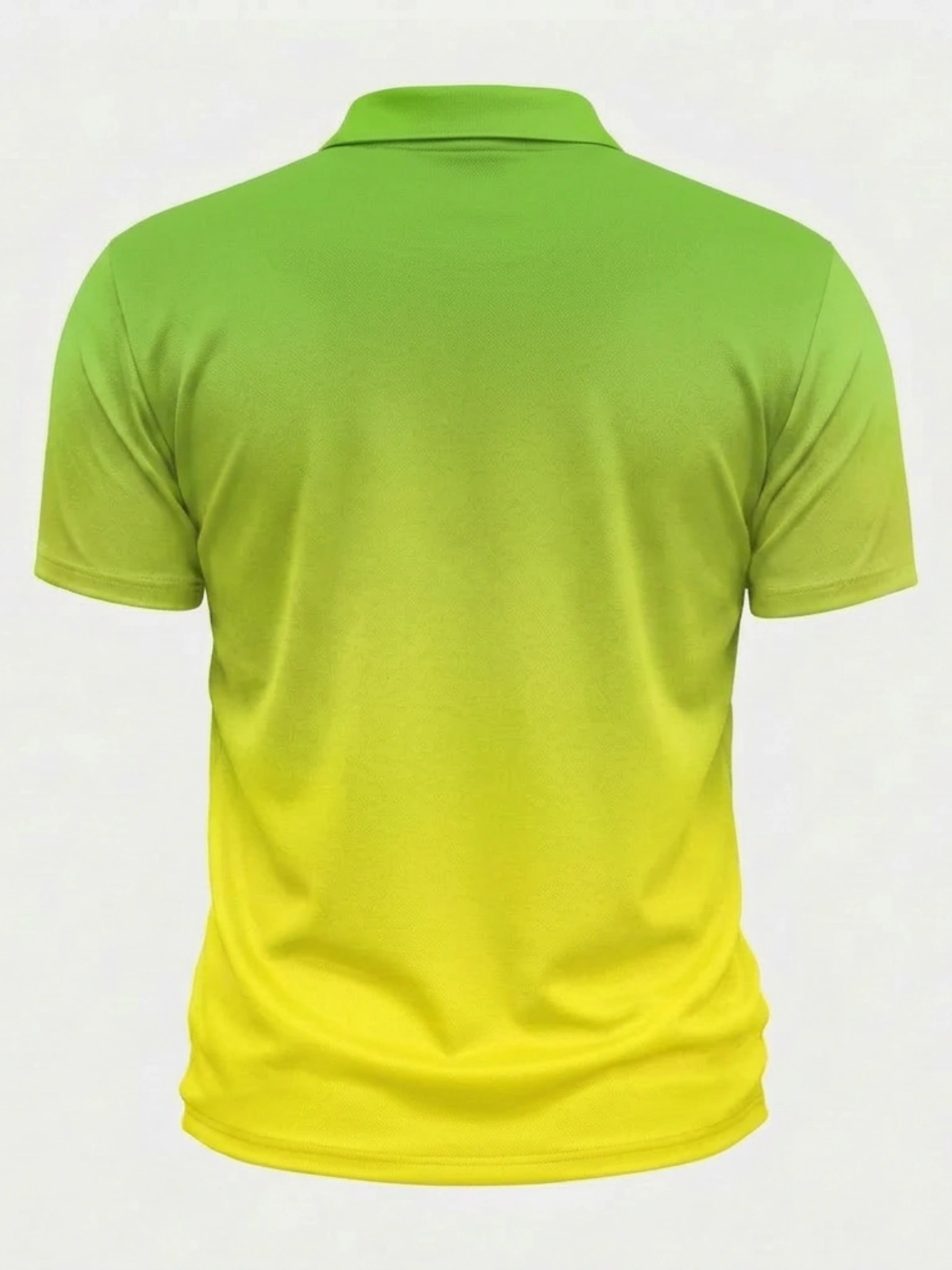 Moisture Wicking Golf Polo 3D Green to Yellow Ombre Gradient Button Short Sleeve Golf Polo Shirt