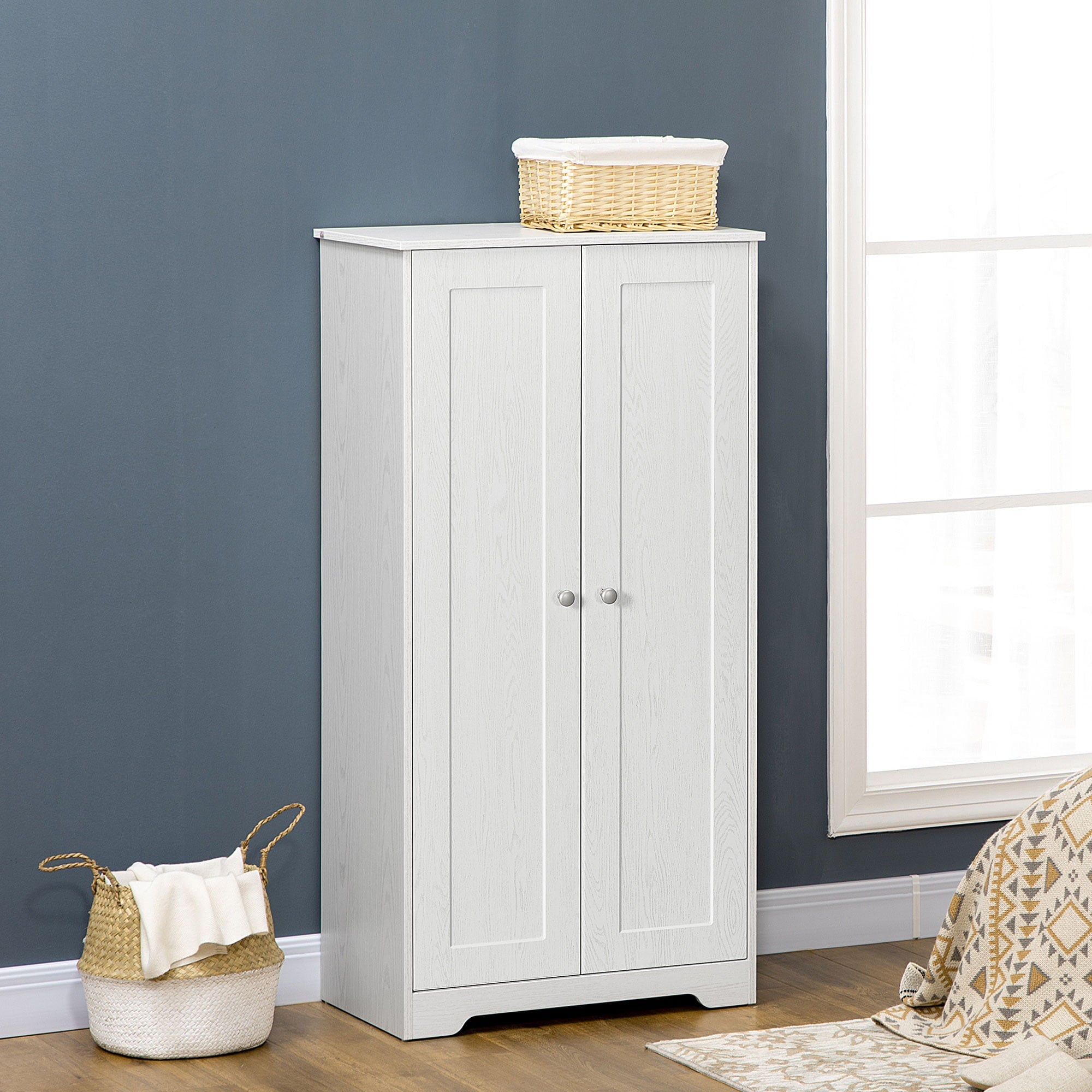 HOMCOM Kitchen Pantry, Freestanding Cupboard with Adjustable Shelves White