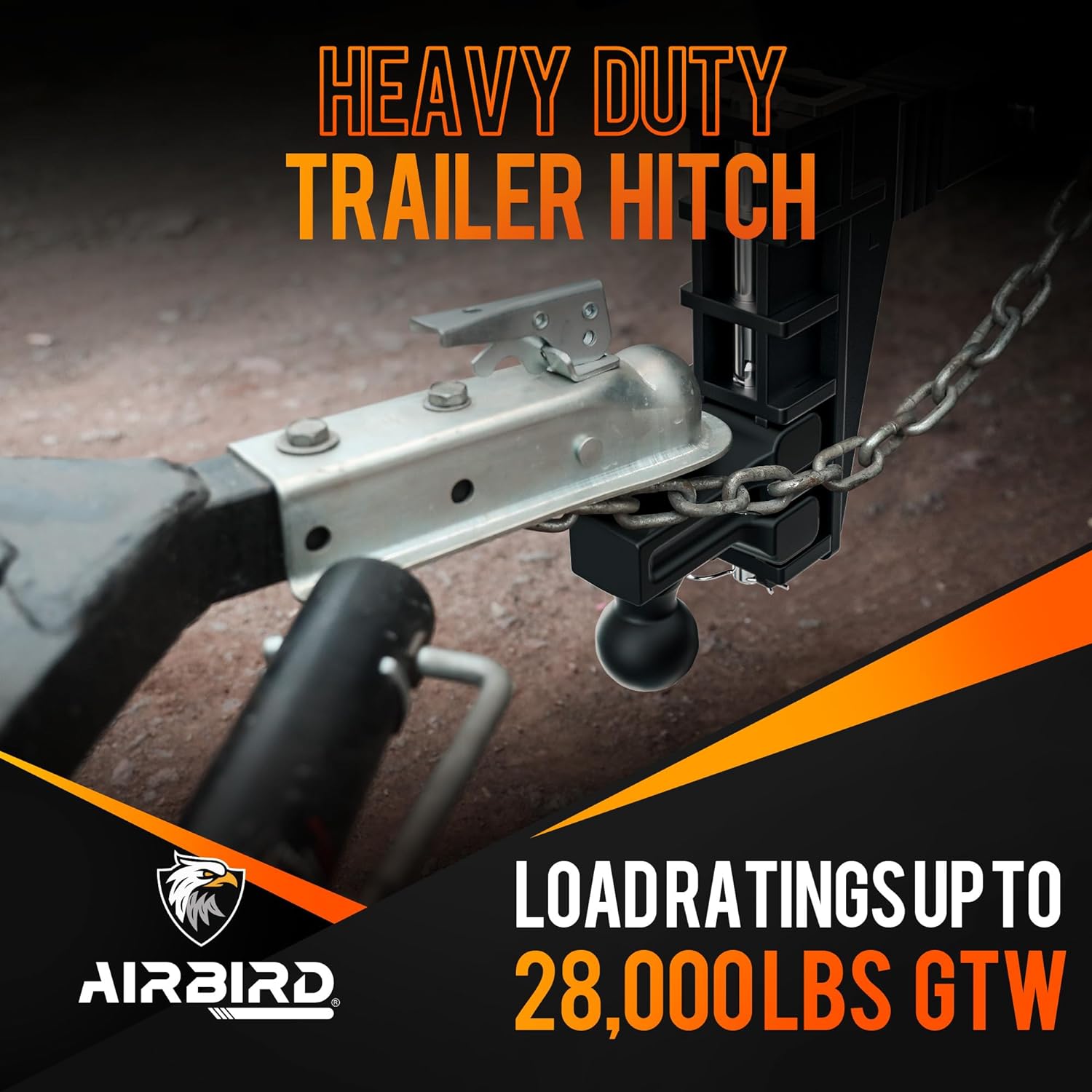Adjustable Trailer Hitch Fits 2-Inch Receiver, Heavy Duty Tow Hitches (17000 LBS GTW) 6 Inch Drop Truck Hitch Tri-Ball Mount with Hook (1-7/8