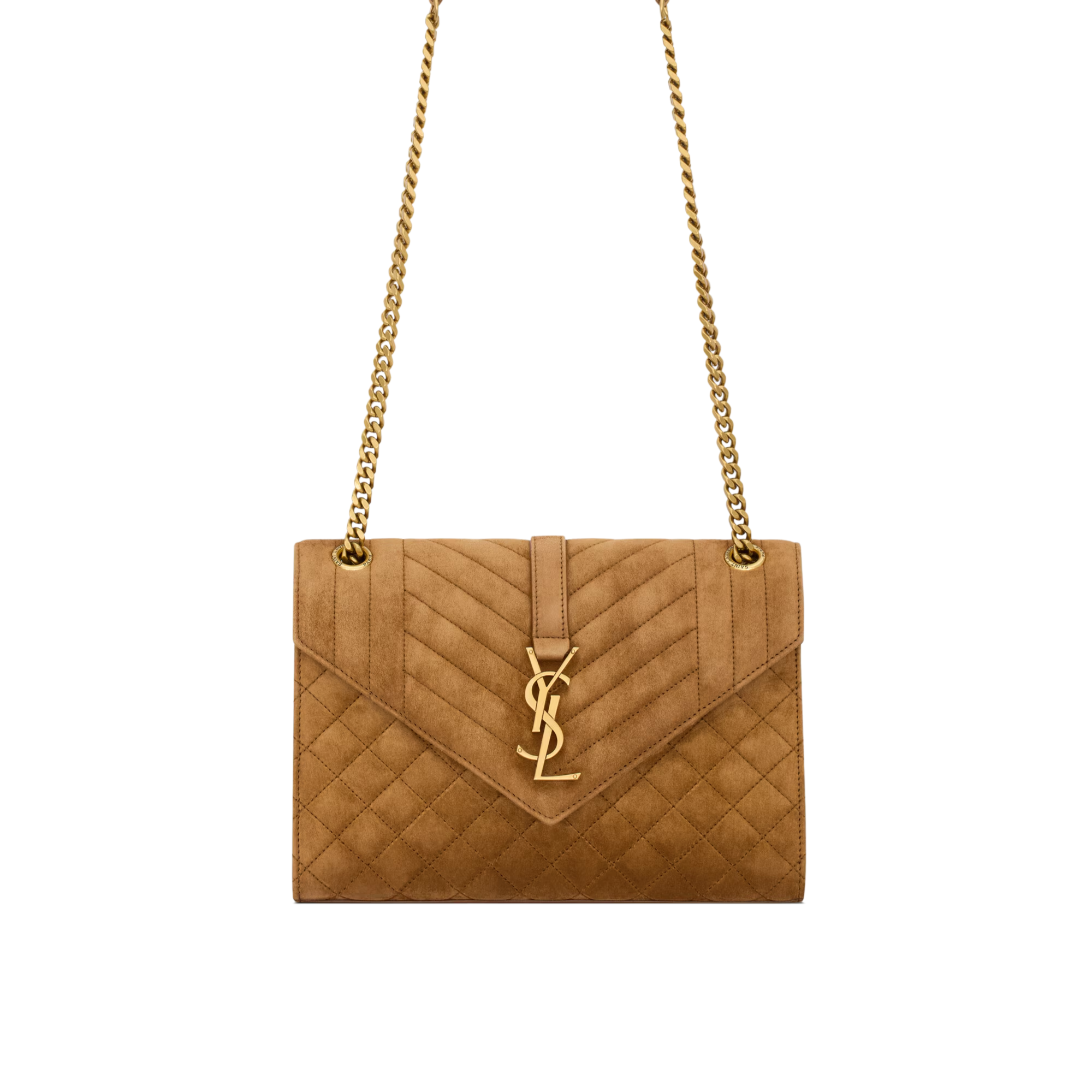 Saint Laurent Envelope Medium Chain Bag Brown 21Cm
