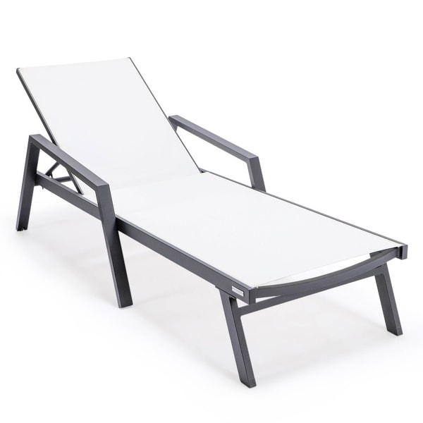 Aluminum Beach Pool Sun Lounge Chair Sling Mesh Fabric With Arms,Stackable Chaise Lounger (Set of 2)