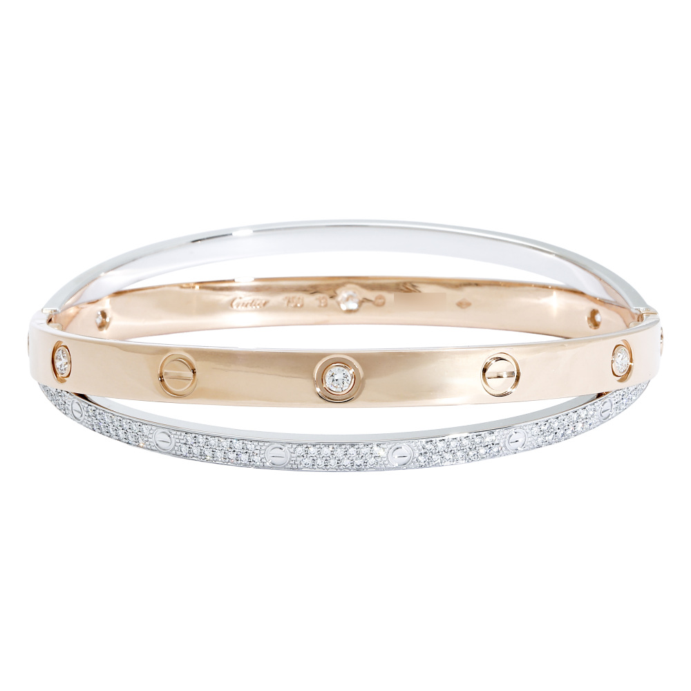 Cartier Love Bracelet 18K White Gold & 18K Rose Gold Diamond N6039200
