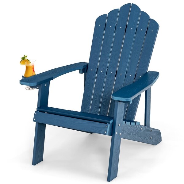 Costway Patio HIPS Adirondack Chair with Cup Holder Weather Resistant