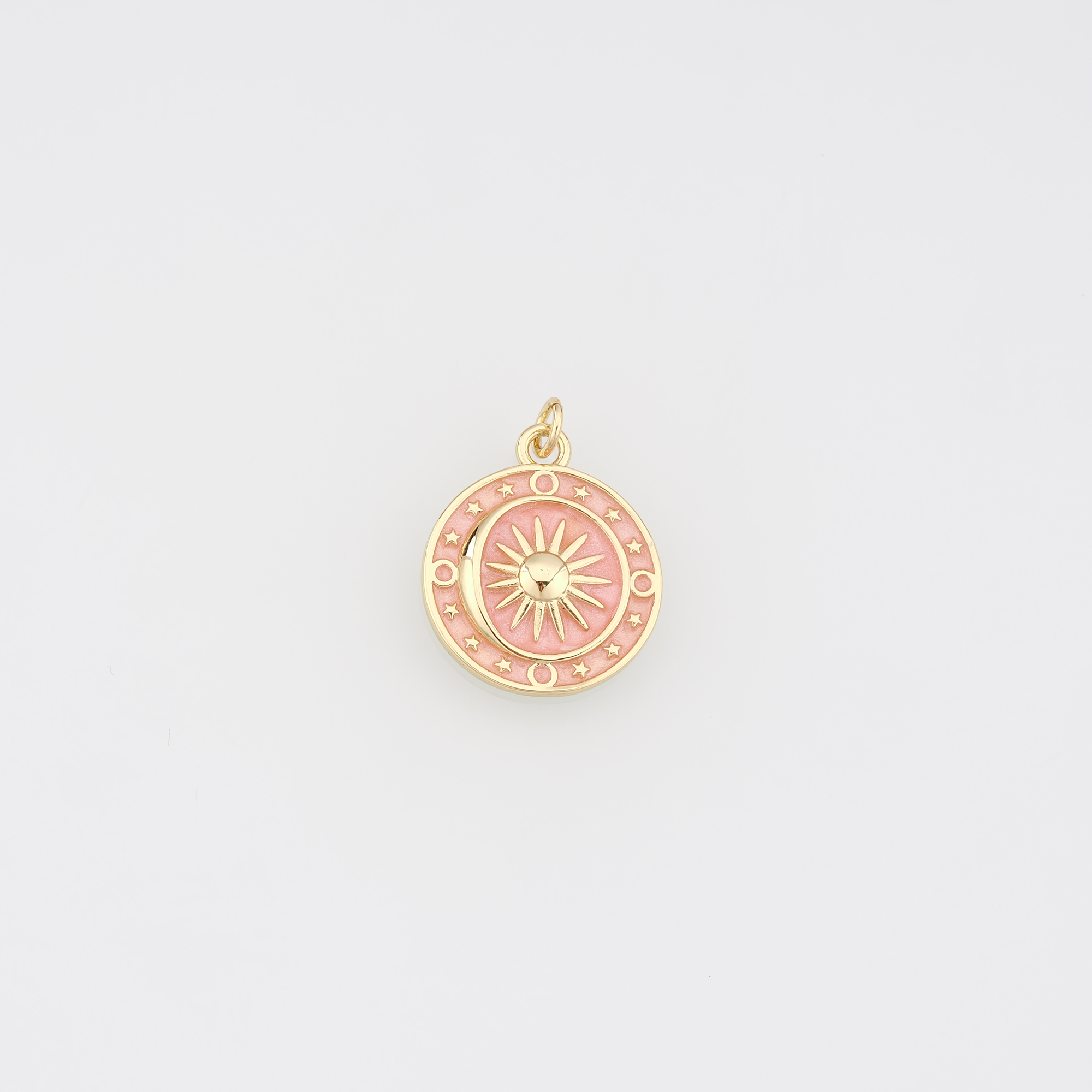 18K Gold Filled Sun Pendant,Enamel Celestial Charm Earrings Necklace for DIY Jewelry Making Supply