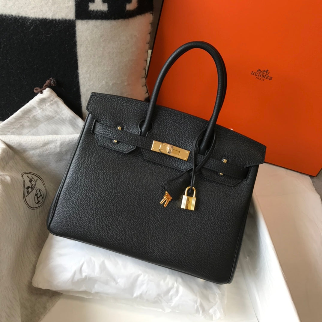 Hermes Birkin 30Cm Black Togo Leather Gold Hardware