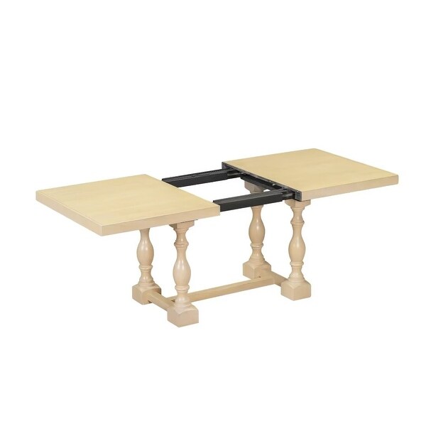 Extendable Dining Table Set with Removable Leaf,Padded Chairs and Bench