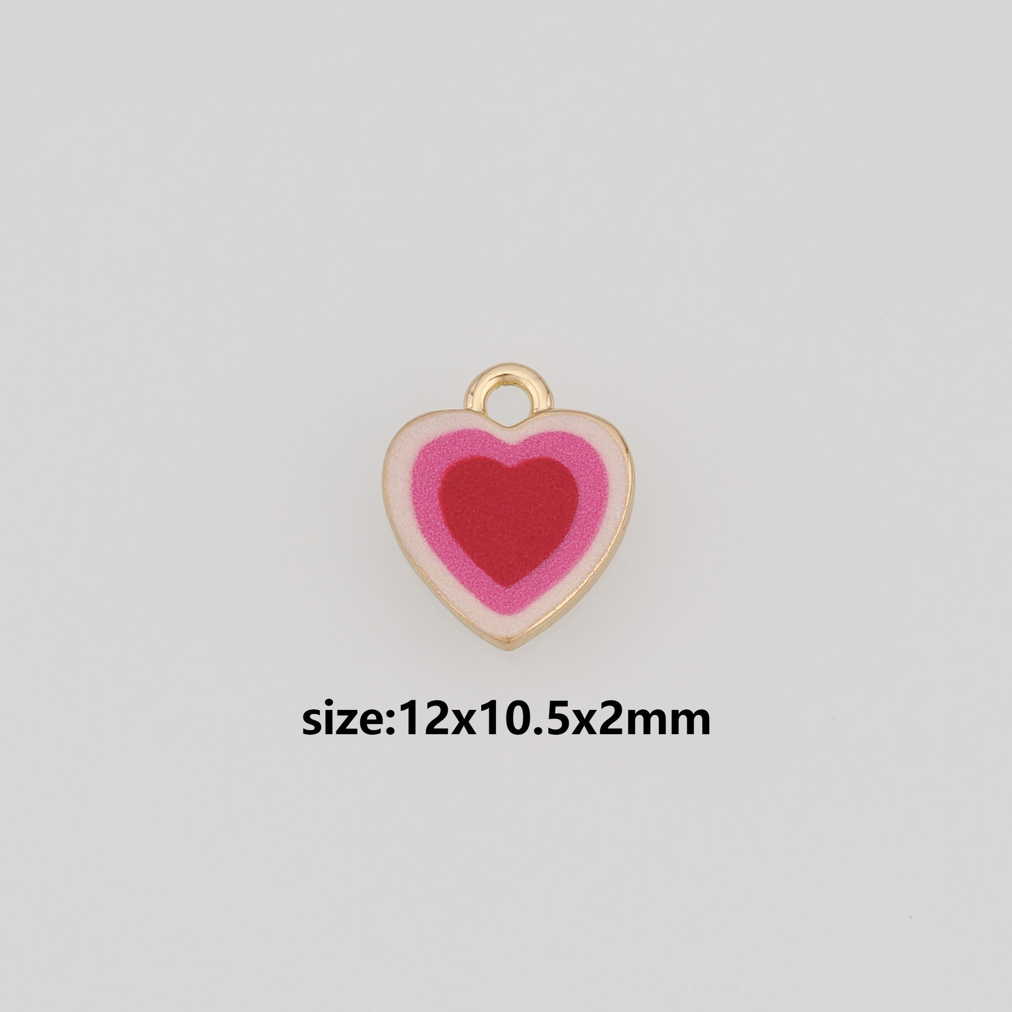 18K Gold Filled Heart Pendant,Enamel Heart Charm Earrings Necklace for DIY Jewelry Making Supply