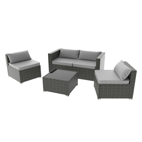 5Piece Patio Wicker Rattan Sectional Sofa Set