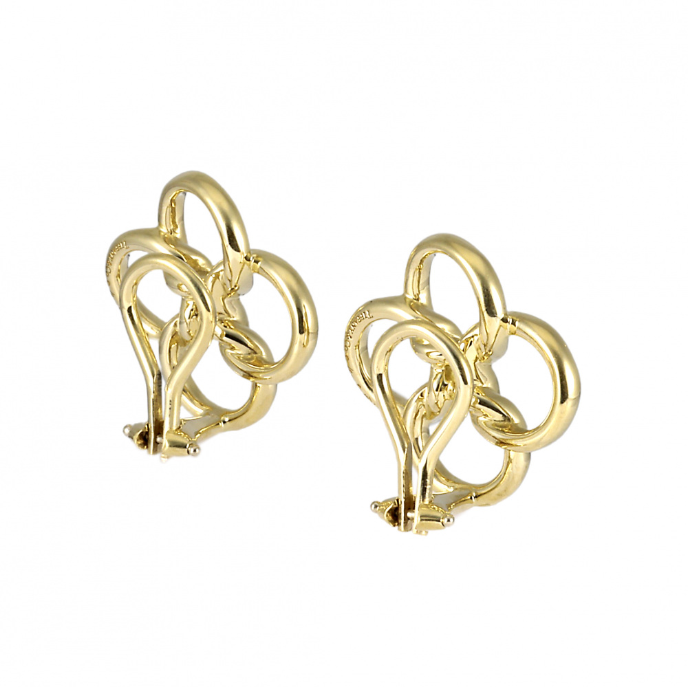 Tiffany & Co. Elsa Peretti Quadrofiglio Earrings 18K Yellow Gold