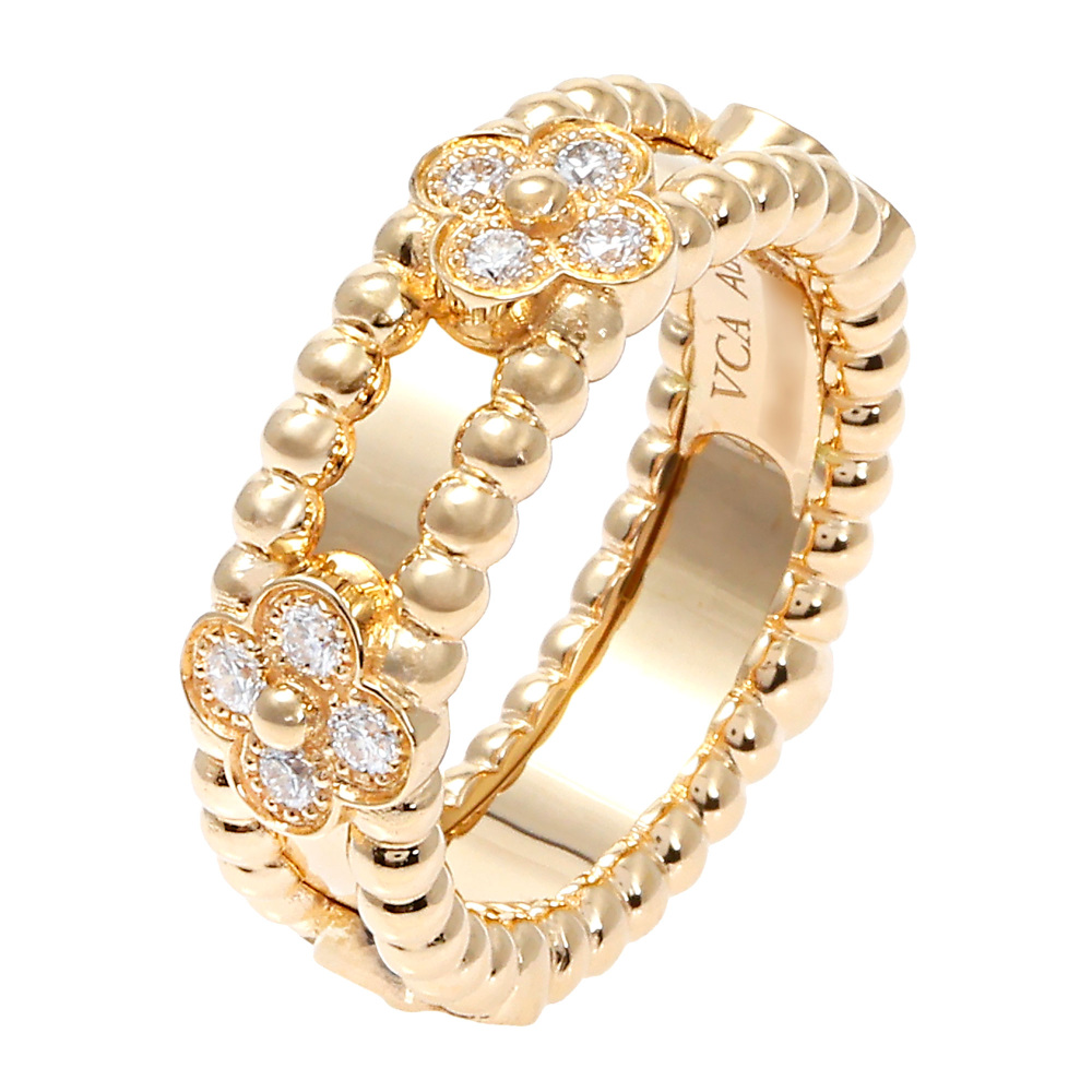 Van Cleef & Arpels Perlet Sweet Clover Ring 18K Yellow Gold Diamond VCARP6MM
