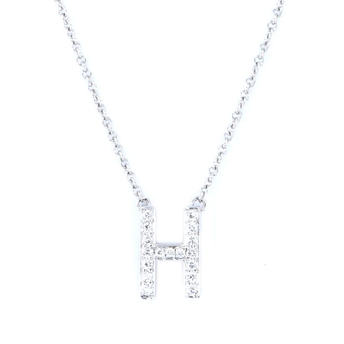 Tiffany & Co. Elsa Peretti Initial Necklace Platinum Diamond