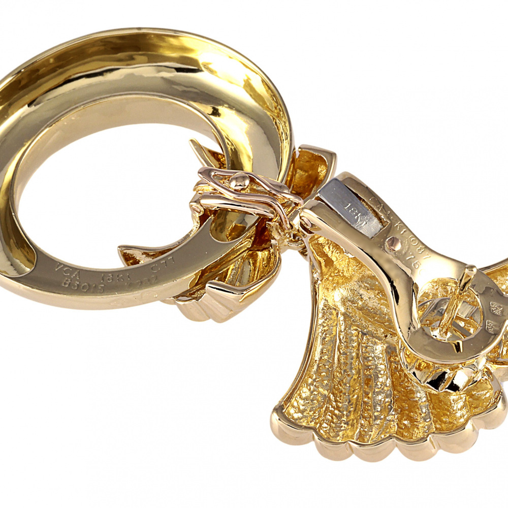 Van Cleef & Arpels K18YG Yellow Gold K18WG White Gold Earrings 18K White Gold & 18K Yellow Gold