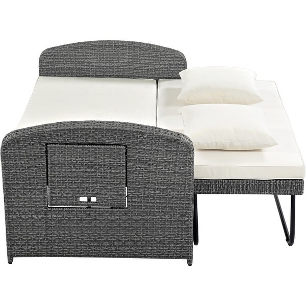 2Person Rattan Reclining Daybed with Adjustable Back