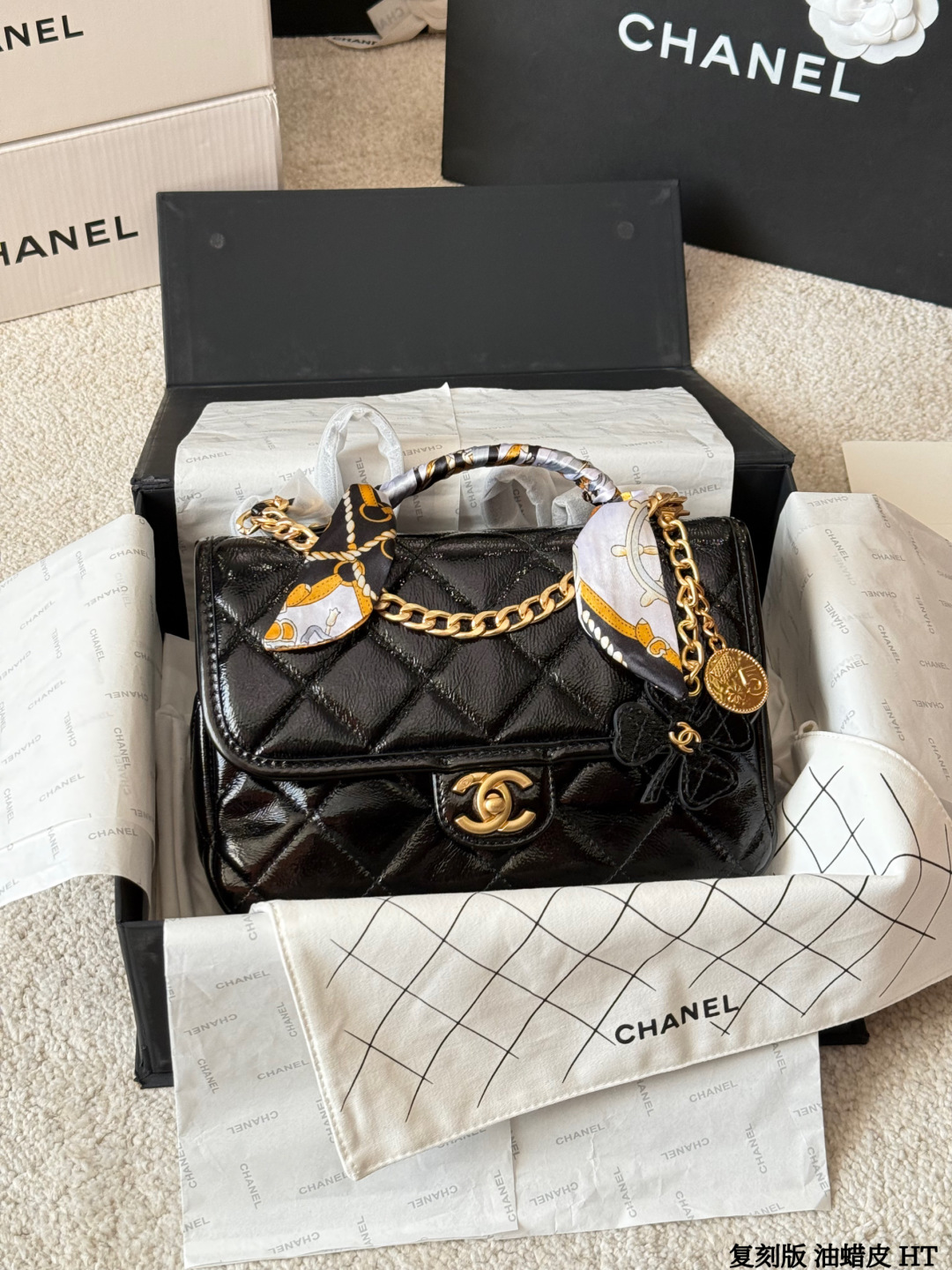 Chanel 25A Black and Gold Backpack - cnluxepick