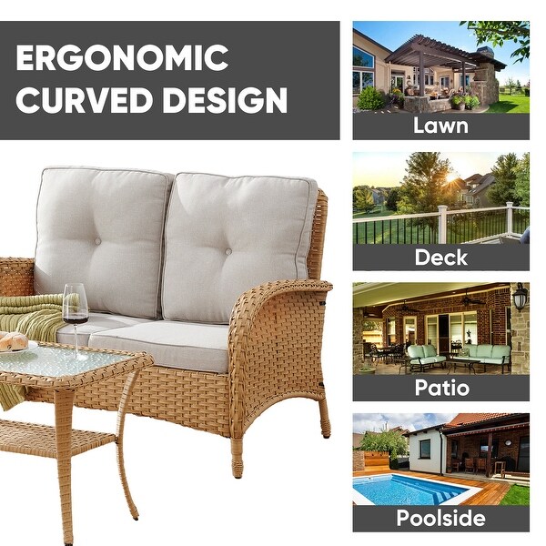 Patio Furniture Wicker Loveseat Sofa