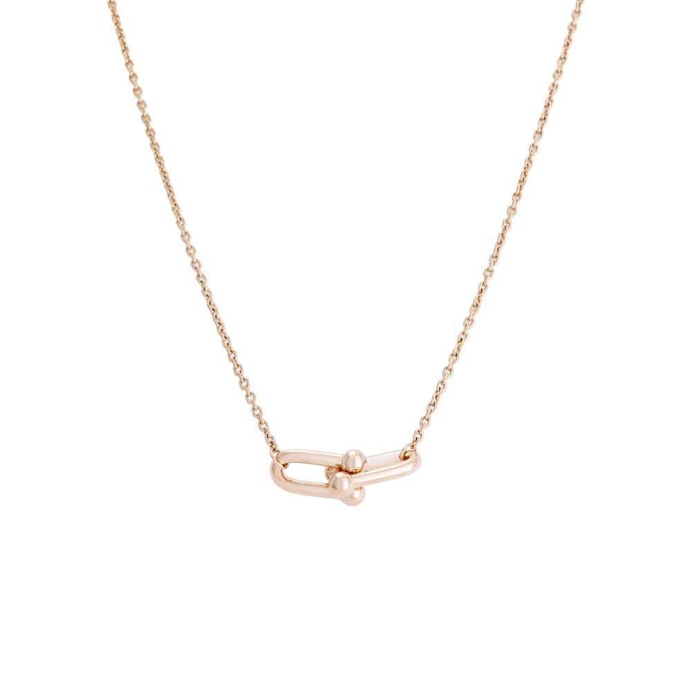 Tiffany & Co. Hardware Double Link Necklace 18K Rose Gold 75060726