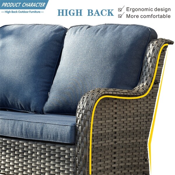 OVIOS 6piece Conversation Wicker Sectional Set with Table