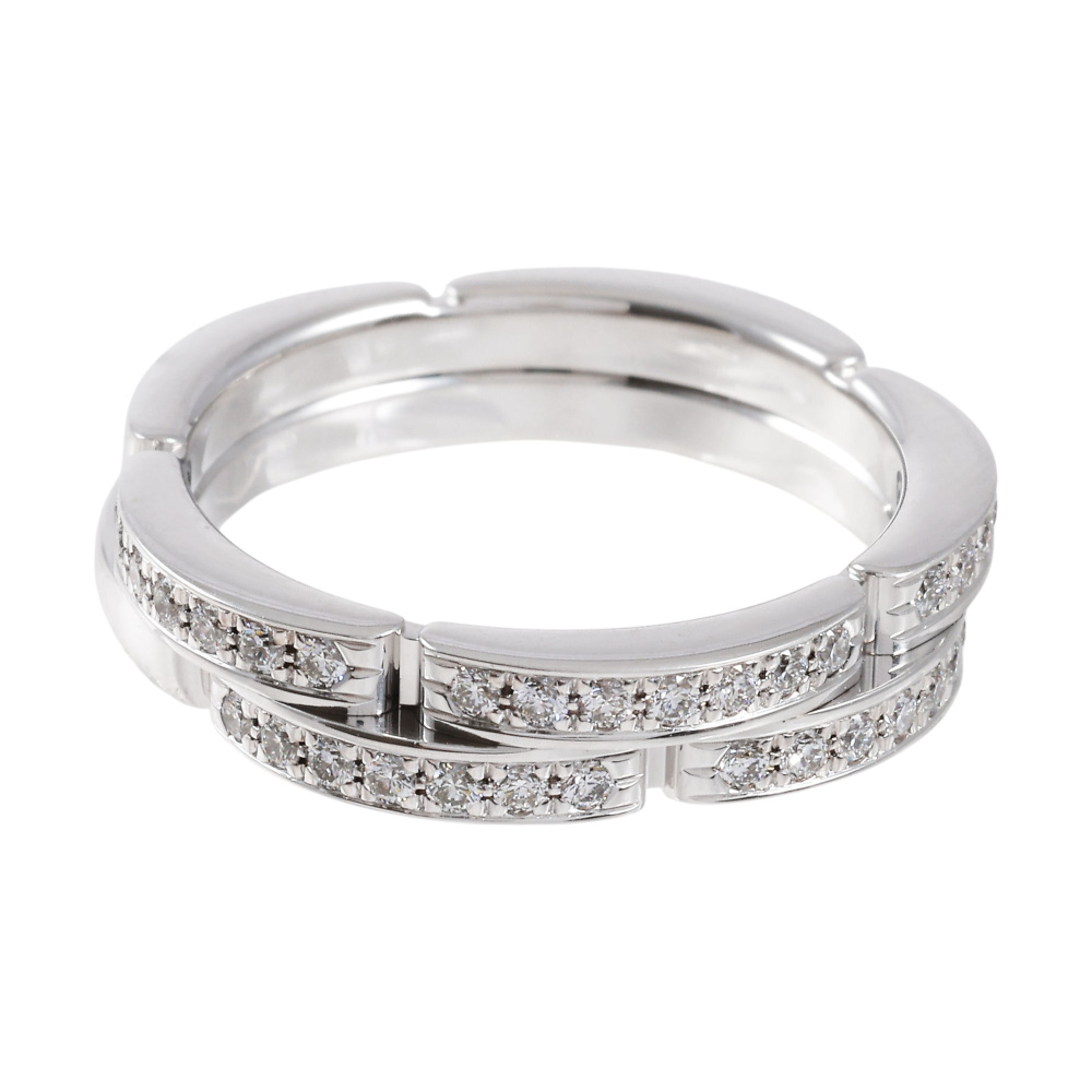Cartier Mayon Pantale Wedding Ring 2 Companies Semi-pave Setting 18K White Gold Diamond B4098900