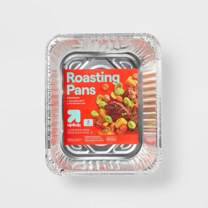 Aluminum Roasting Pan - 2ct - up&up™Disposable Bakeware, Rectangle Shape, 120 Volume, Solid Pattern