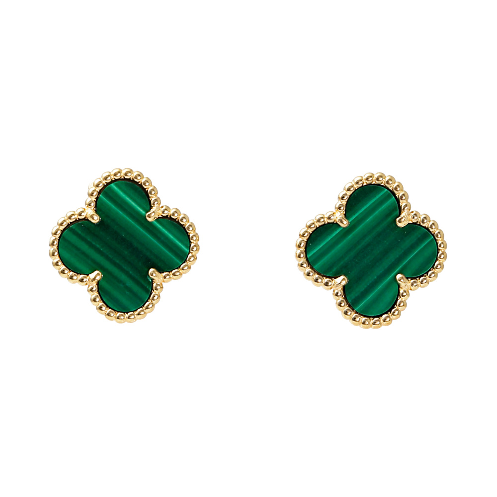 Van Cleef & Arpels Vintage Alhambra Earrings 18K Yellow Gold Malachite VCARO3QL00
