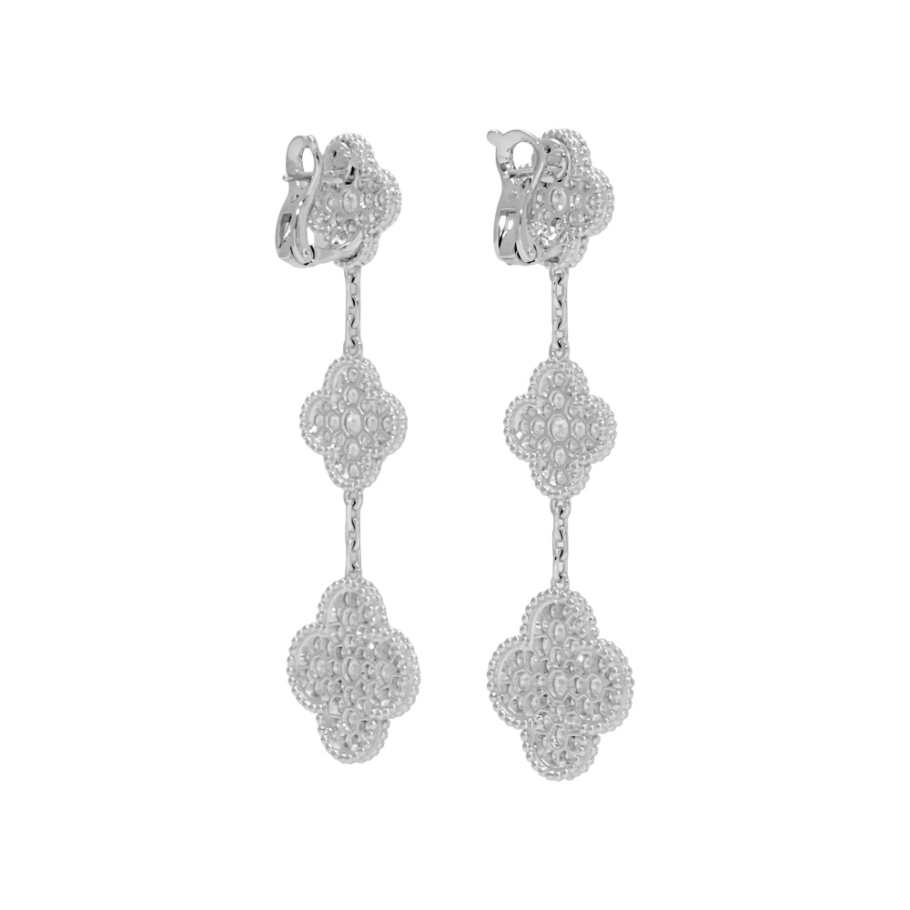 Van Cleef & Arpels Magic Alhambra 3 Motifs Earrings 18K White Gold VCARN9MR00
