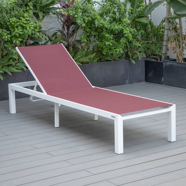 Aluminum Beach Pool Sun Lounge Chair Sling Mesh Fabric Reclining Stackable Lounger Chair